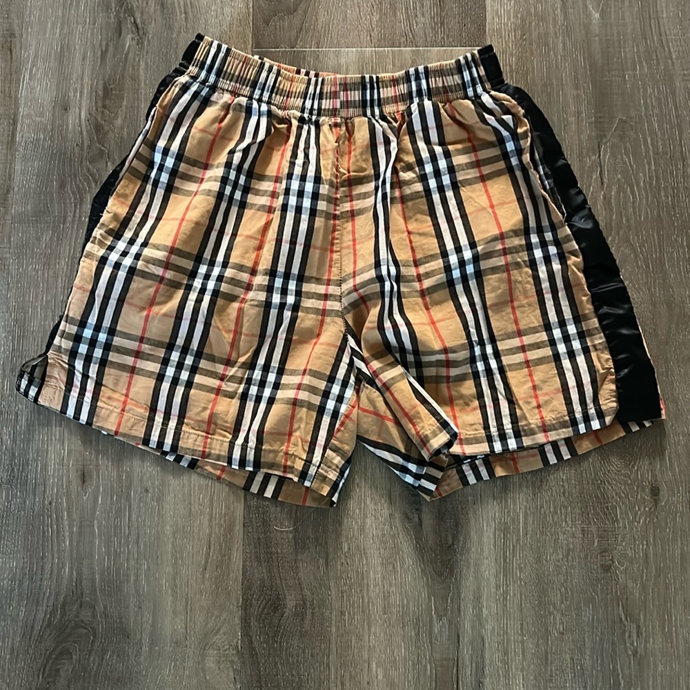 Burberry Beige and Black Striped Shorts